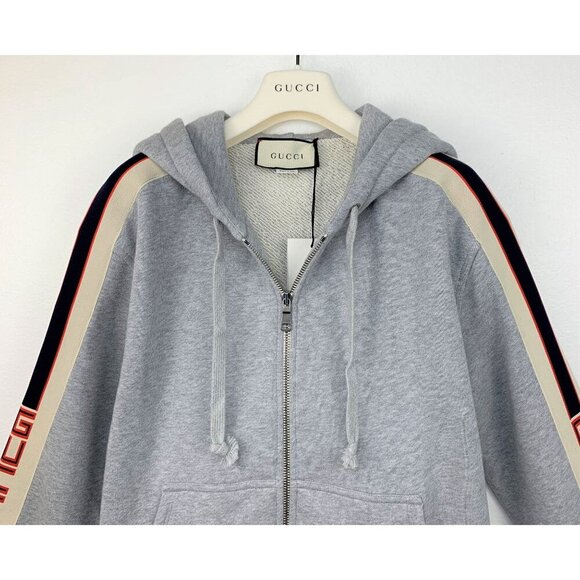 NWT Gucci Unisex Sweatshirt Zip-Up In Grey Size XS - Picture 8 of 16